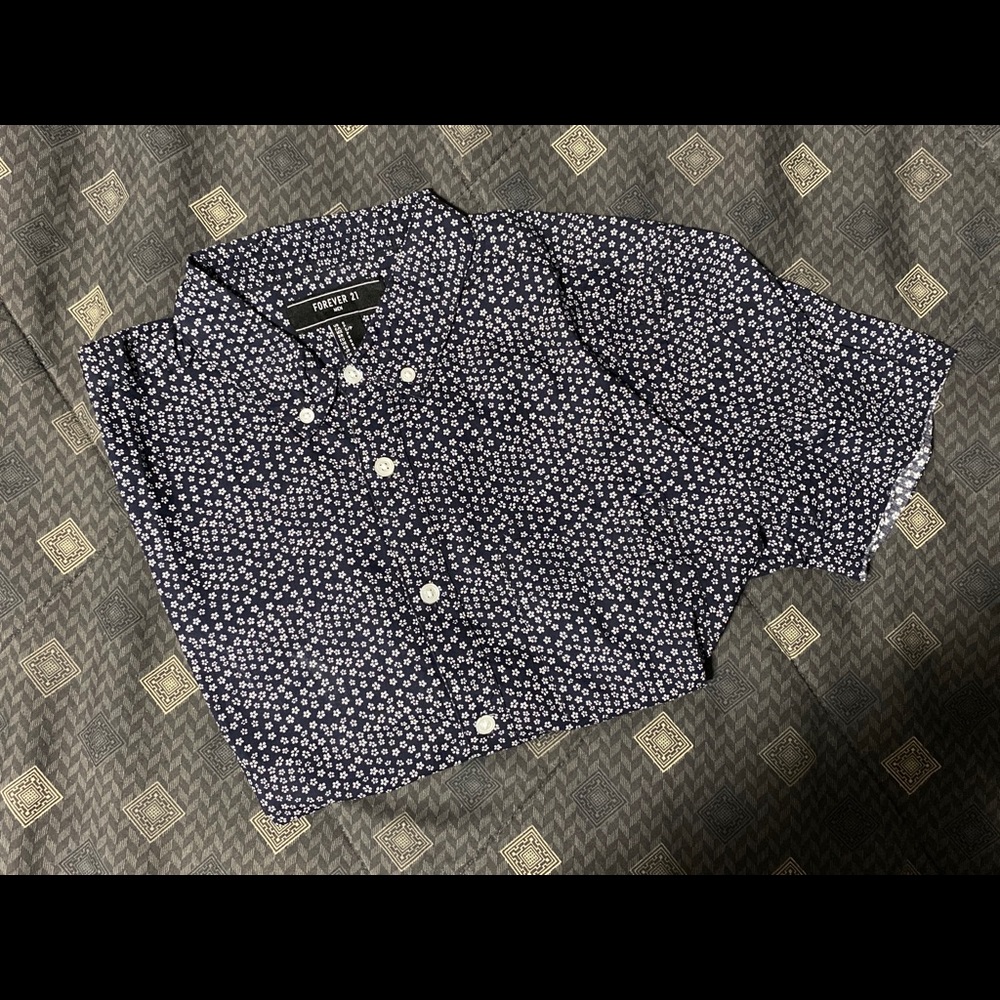 Blue Floral Button Up